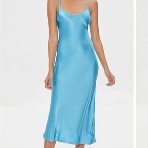 Lue satin midi low back dress